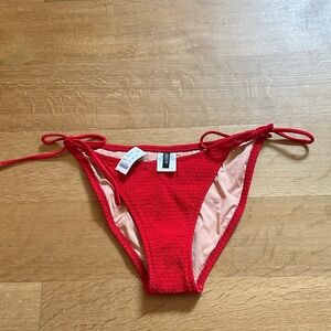 Jcrew Smocked Red Bikini Bottom with Tie Sides